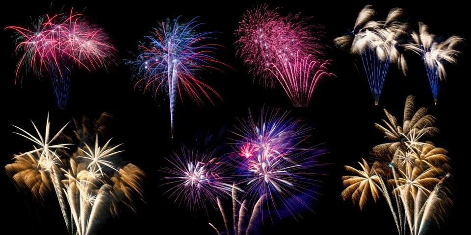 Display of different Firework Stock Photos