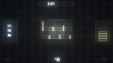 Display of digital data with graphs and metrics on black Stock Footage 338304052