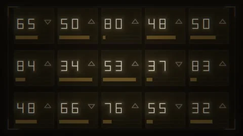 Display of digital numeric values with arrows and bars Stock Footage 338286421