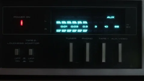 Display of DJ mixing console. Sound impulses show a diagram of sound peaks. Stock Footage 106040959