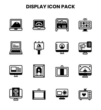 Display DuoTone Bundle Icons Pack Stock Illustration