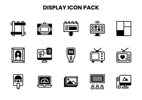 Display DuoTone Bundle Icons Pack Stock Illustration