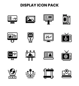 Display DuoTone Collection Icons Pack Stock Illustration