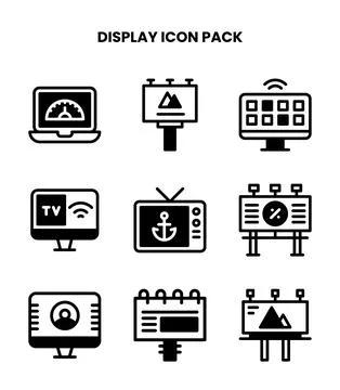 Display DuoTone Set Icons Pack Stock Illustration