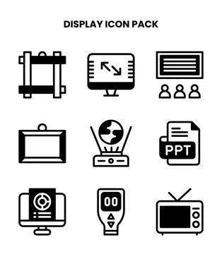Display DuoTone Vector Icons Pack Stock Illustration