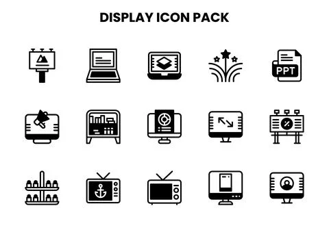 Display DuoTone Vector Icons Pack 스톡 일러스트