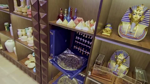 A display of egyptian artifacts Stock Footage 291990725