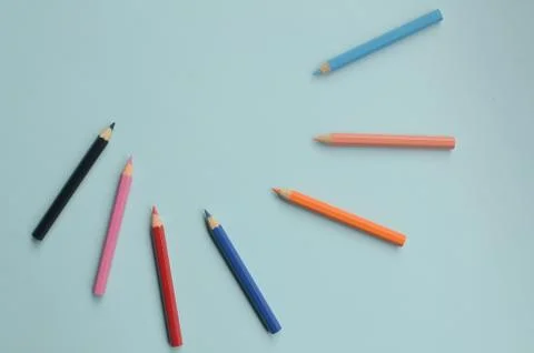 Display of the empty space with colored pencils, the concept of colored pencils Foto stock