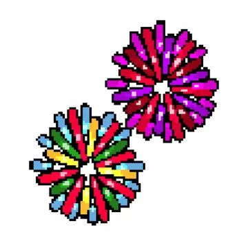 Display firework pixel art vector illustration Illustrazione stock