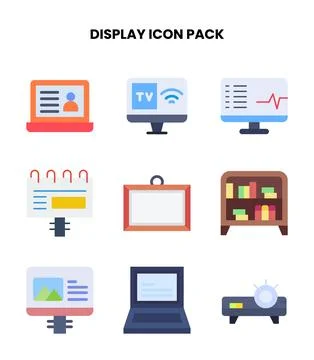 Display Flat Collection Icons Pack Stock-Illustration