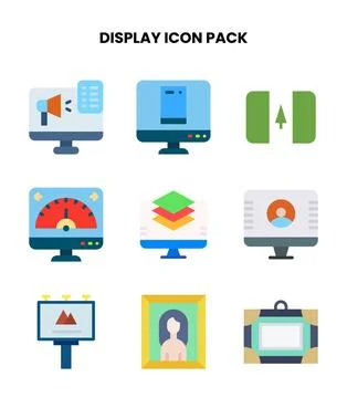 Display Flat Design Icons Pack Stock Illustration