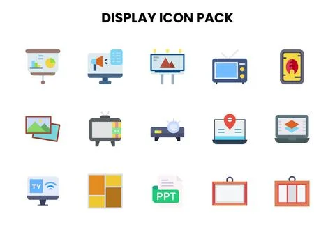 Display Flat Graphics Icons Pack Stock-Illustration