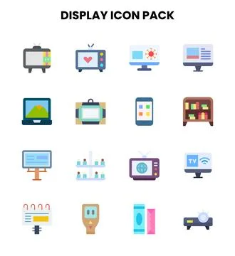 Display Flat Scalable Icons Pack Stock Illustration