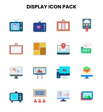 Display Flat Scalable Icons Pack Stock Illustration