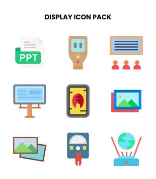 Display Flat Set Icons Pack Stock Illustration
