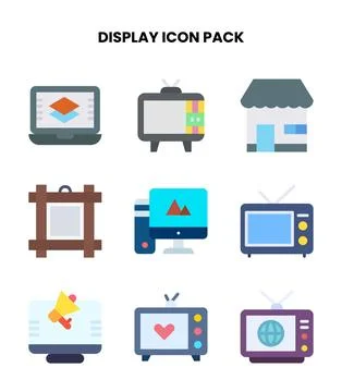 Display Flat SVG Icons Pack Illustrazione stock