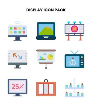 Display Flat Vector Icons Pack Stock Illustration