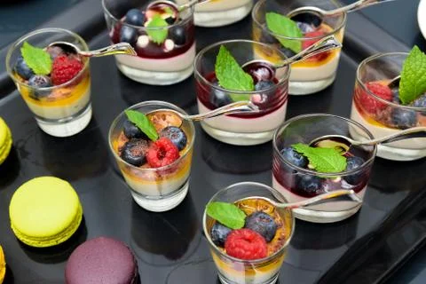 Display of fresh and energizing fruit dessert Stock Photos