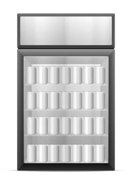 Display fridge with drink cans Illustrazione stock