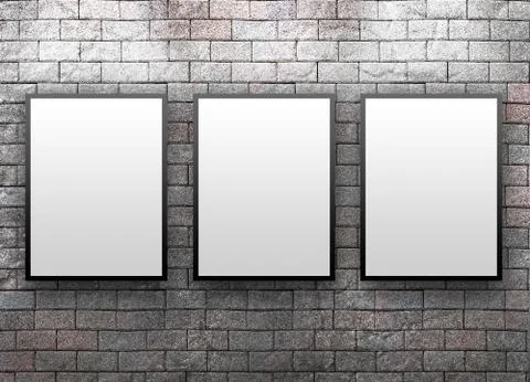 Display gallery with thre frames Stock Photos