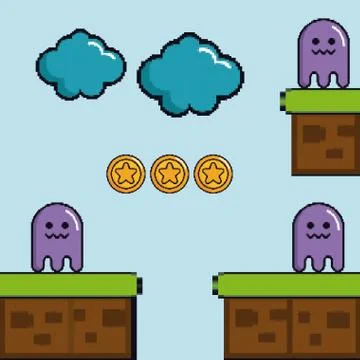 Display game pixel interface Stock Illustration