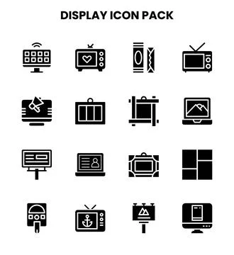Display Glyph Bundle Icons Pack Stock Illustration