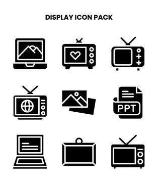 Display Glyph Bundle Icons Pack Stock Illustration