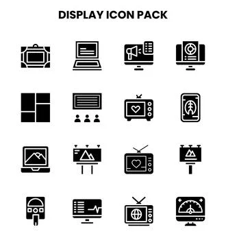 Display Glyph Bundle Icons Pack 스톡 일러스트