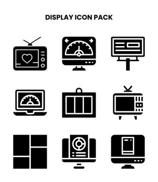 Display Glyph Design Icons Pack Illustrazione stock