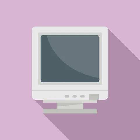 Display icon flat vector. Pc desktop Stock Illustration