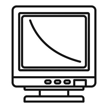 Display icon outline vector. Pc desktop Stock Illustration