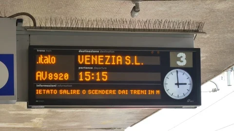 Display information at platform at Termini Railway station Stock Footage 91947769