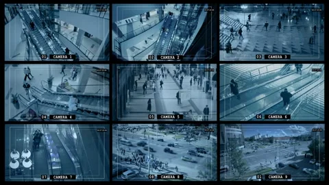Display interface of multi-camera surveillance system. Security service controls 動画素材 283730787