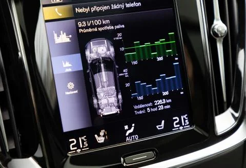 Display in interior of electric car Stock Photos