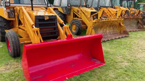 A display of JCB diggers Stock Footage 207386125