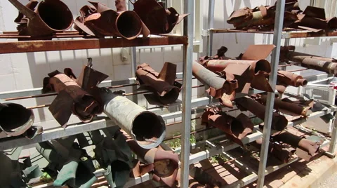 Display of Kasam terror rockets Stock Footage 40257609