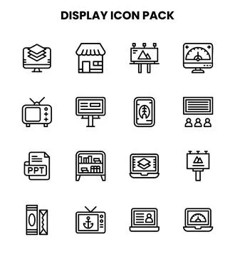 Display Line Graphics Icons Pack 스톡 일러스트
