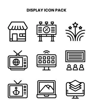 Display Line Icons Pack Stock Illustration