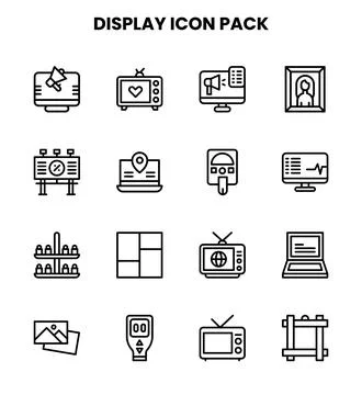 Display Line Icons Pack Stock Illustration