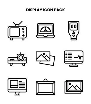 Display Line Scalable Icons Pack Stock Illustration