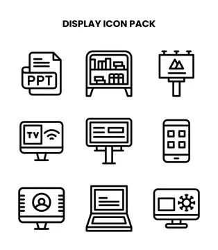Display Line Set Icons Pack Stock Illustration