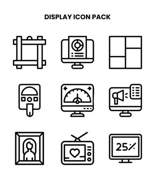 Display Line UI Icons Pack Stock Illustration