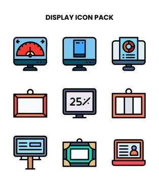 Display Lineal Color Bundle Icons Pack Stock Illustration
