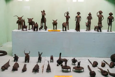 A display of many different statues of animals and people. in Chennai 스톡 사진