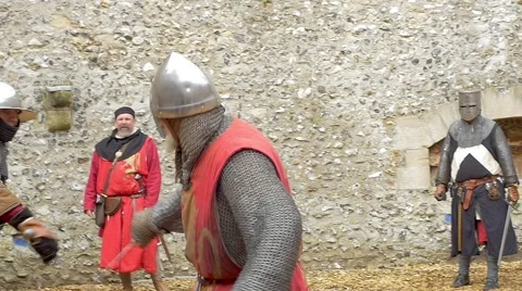 Display of medieval warriors Stock Footage 62439288