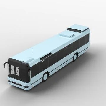 Display of a modern blue bus on a white background, 3D rendered Stock Illustration