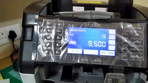 Display of a money counting machine. Stock Footage 146852452