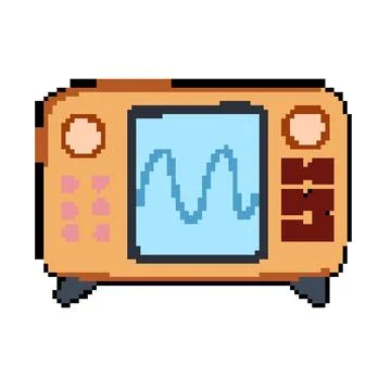 Display oscillograph pixel art vector illustration Stock Illustration
