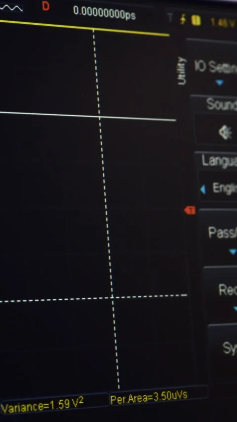 Display Of Oscilloscope In The Workplace. Waveforms On The Oscilloscope Screen.  Video stock 268110786