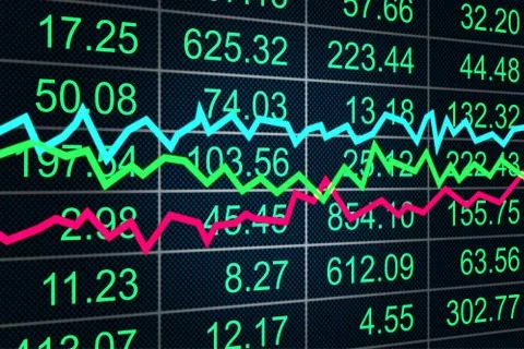 Display panel at the stock exchange Stock Illustration